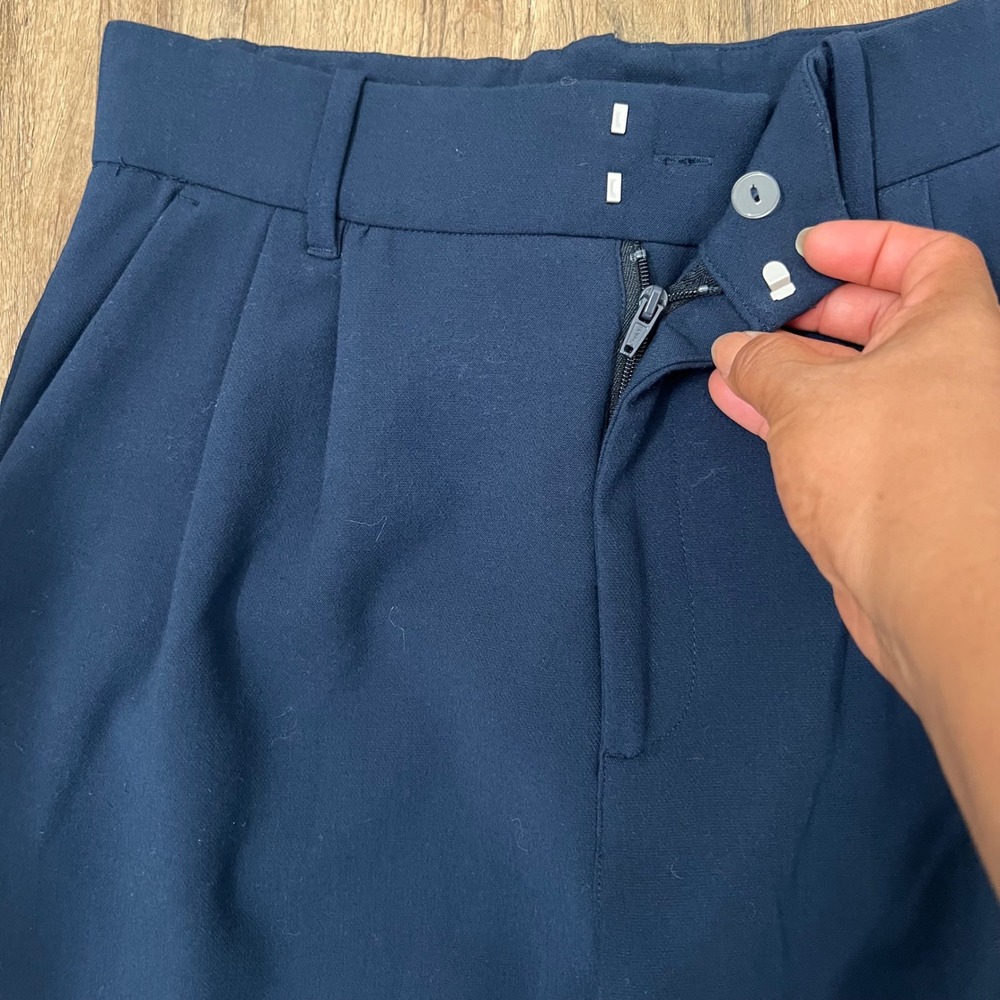 Abercrombie & Fitch Sloane Tailored Wide Leg Pants Navy Blue High Rise Small - Picture 9 of 11